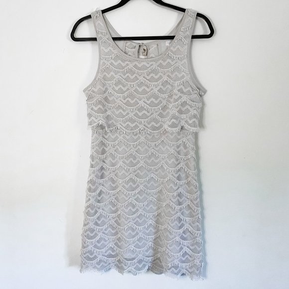 White Lace Fringe Dress Roaring 20s style Cooperative Urban Outfitters Size M - Picture 1 of 6